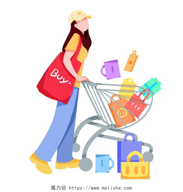 人和购物车去购物的人女人正在购物png素材购物元素